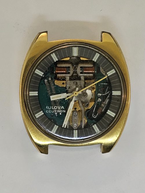 FOR PARTS ONLY – 1974 BULOVA Accutron 214 Spaceview Mens Backset Watch RARE MODEL #3352!