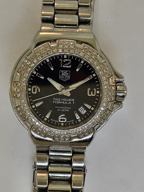 WAC1214.BA0852 Tag Heuer Formula 1 Glamour Diamonds Ladies Black Stainless Watch